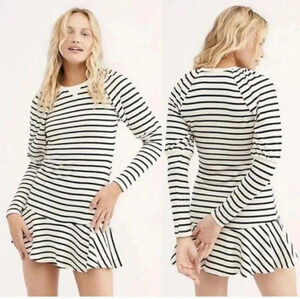 SAYLOR × FREE PEOPLE Lili Mini Striped Drop Waist Sweater Tunic Dress(XS)